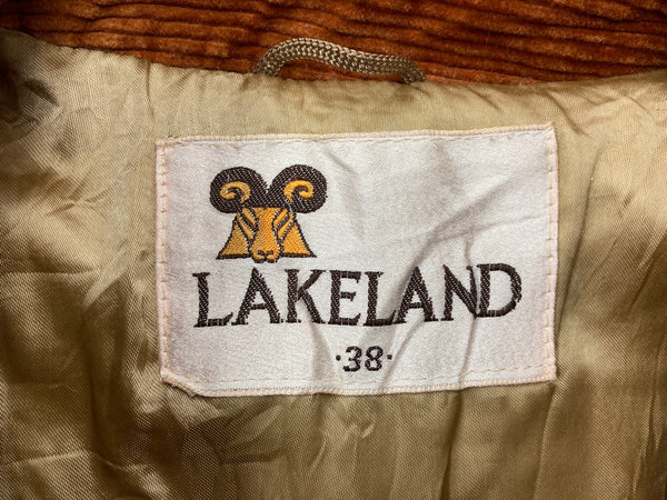 ヴィンテージ vintage 70s 70年代 LAKELAND コーデュロイ レザー パイピング ハーフコート カーコート アウター 茶色 サイズ 38 コート 無地 ブラウン 104MT-1932