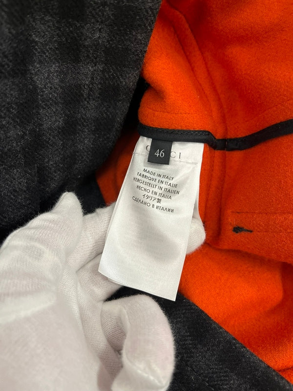 グッチ GUCCI チェック ダッフルコート ウールコート アウター チャコールグレー系 グレー系 ブラック系 46 コート グレー 101MT-5307