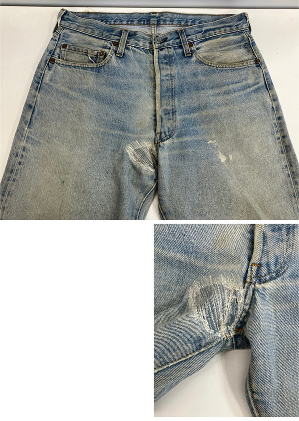 リーバイス Levi's 80's 80年代 501 黒カン 赤耳 ボタン裏524刻印 VINTAGE ヴィンテージ デニム ブルー - 101MB-647