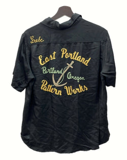 キングルイ King Louie Bowling Shirt ボーリング シャツ 復刻 開襟 チェーン 刺繍 東洋エンタープライズ 半袖 黒 KL35447 半袖シャツ ロゴ ブラック Sサイズ 104MT-1221