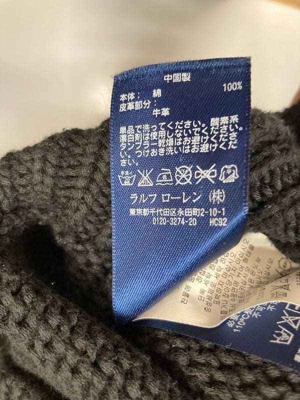 ラルフローレン RalphLauren RL ロゴ エルボーパッチ セーター コットンニット 黒 セーター ブラック Lサイズ 101MT-3124