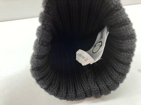 モンクレール MONCLER KNIT CAP ニット帽 ビーニー ファー付 キッズ ベビー 黒 C2-093-00219-00-03510 帽子 レディース帽子 ニット帽 ロゴ ブラック フリーサイズ 104H-25