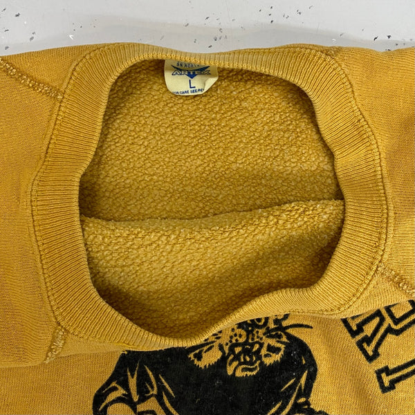 【曜日割引対象外】 ヴィンテージ vintage ARTEX 60's 70's フロッキープリント 半袖スウェット スウェット イエロー Lサイズ 201MT-4789 VB