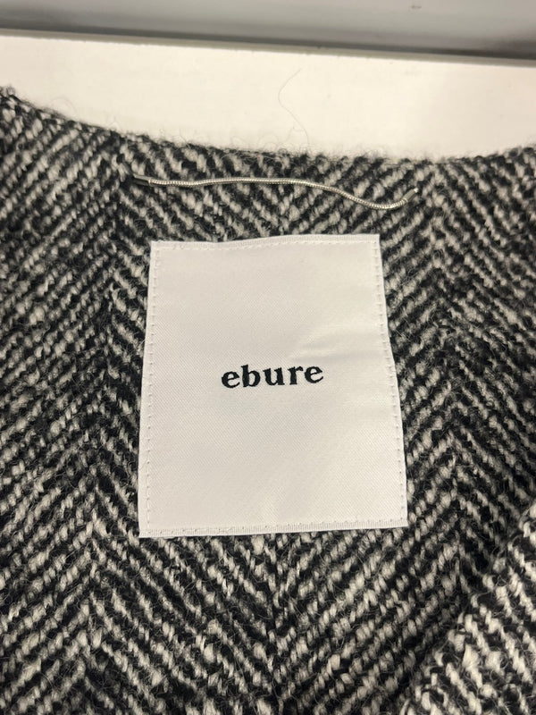 エブール ebure ダブルブレスト ノーカラーコート ヘリンボーン Aラインウールコート 3010200173 コート グレー 36 101LT-160