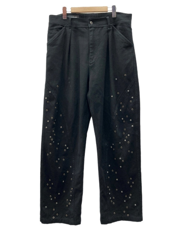 ザラ ZARA × ADSB ANDERSSON BELL アンダーソン ベル STUDS RELAX FIT PANTS スタッズ付き リラックス フィット パンツ ジップフライ 黒 総柄 デニム ブラック サイズ 34 104MB-332