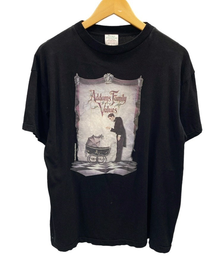 ヴィンテージ Vintage 90s 90's Addams Family Values Tee アダムスファミリー ムービー T 黒 半袖 Tシャツ  プリント ブラック Lサイズ 101MT-2488 | 古着通販のドンドンサガール