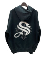 サプライヤー SUPPLIER Boxy Fit Cross Logo Hoodie クロス ロゴ ライトストーン フーディ 黒 パーカ ロゴ ブラック Lサイズ 104MT-2158
