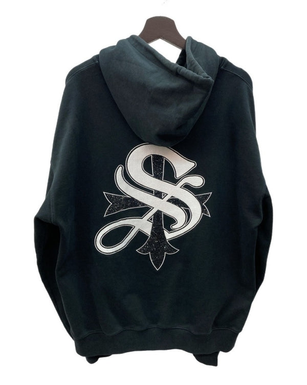 サプライヤー SUPPLIER Boxy Fit Cross Logo Hoodie クロス ロゴ ライトストーン フーディ 黒 パーカ ロゴ ブラック Lサイズ 104MT-2158