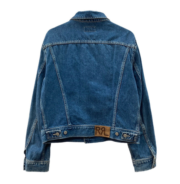 ダブルアールエル RRL 90s 90年代 三ツ星タグ USA製 101-J TYPE デニムジャケット Gジャン トラッカージャケット 紺 青 ジャケット 無地 ネイビー Mサイズ 104MT-1995
