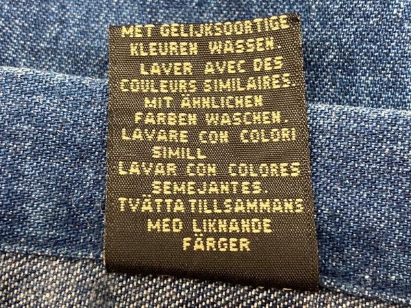 ダブルアールエル RRL 三ツ星タグ DENIM SHIRT デニム ステンカラー フロントボタン メタルボタン ヴィンテージ VINTAGE ラルフローレン RALPH LAUREN フィリピン製 INDIGO インディゴ BLUE 青 長袖シャツ 無地 ブルー Mサイズ 104MT-1954