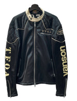 バンソン VANSON BONDING RIDERS JACKET ボンディング ライダース ジャケット 武装戦線 T.F.O.A CROWS スカル 裏起毛 アウター 黒 ジャケット 刺繍 ブラック 2XLサイズ 104MT-1343