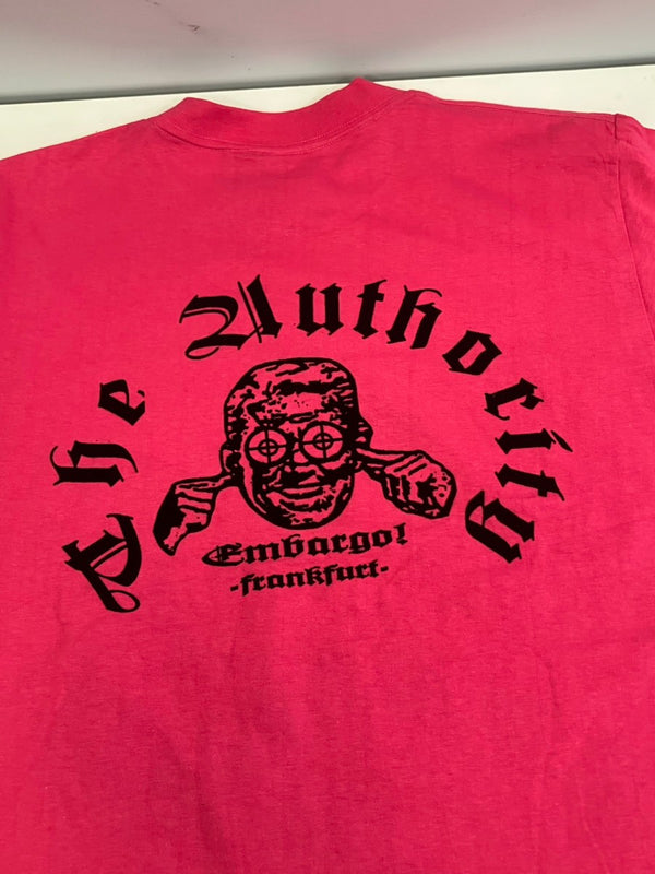 US US古着 90’s 90年代 ONEITA オールドイングリッシュ フロッキープリント MADE IN USA アメリカ製 VINTAGE ヴィンテージ シングルステッチ Tシャツ ピンク Lサイズ 101MT-4573