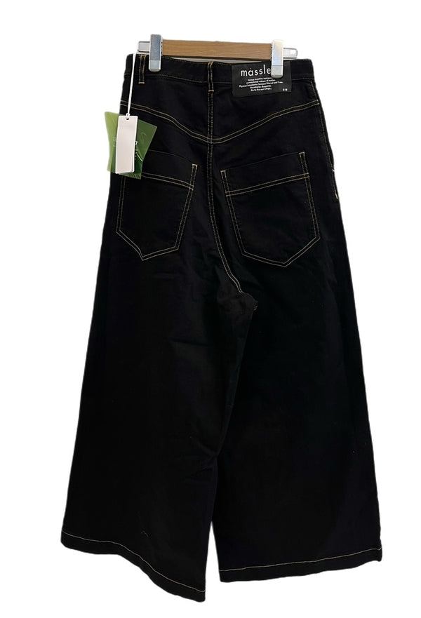 マスレス massless Organic Denim Wide Pants オーガニック デニム ワイドパンツ ブラックデニム ジーンズ デニム ブラック サイズ2 101LB-25