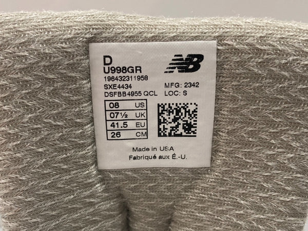 ニューバランス new balance 23年製 U998 GR ABZORB ソール ローカット シューズ ランニング スポーツ 灰 U998GR メンズ靴 スニーカー グレー 26cm 104S-947