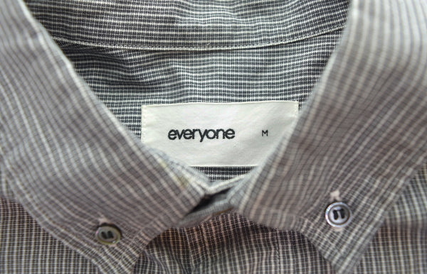 エブリワン   EVERYONE oversized B D check short sleeve shirt チェックボタンダウンシャツ EV-25-SH14  半袖シャツ グレー Mサイズ 103MT-3044