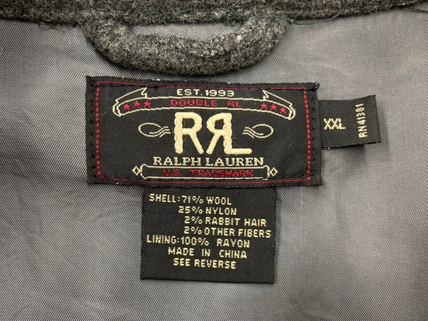 ダブルアールエル RRL 90s 90年代 三ツ星タグ ウール ジップアップ ブルゾン アウター 灰色  ジャケット 無地 グレー 2XLサイズ 104MT-1994