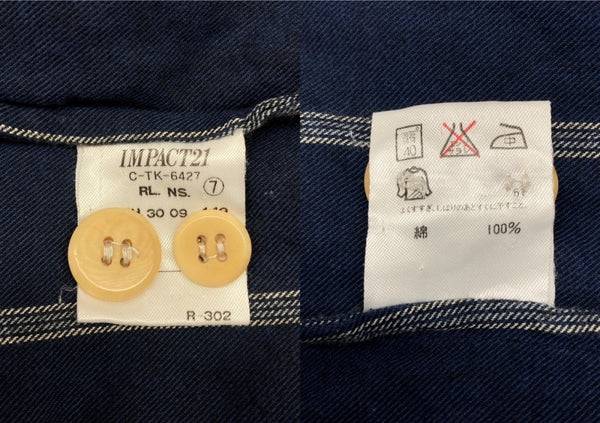 ラルフローレン RalphLauren COUNTRY 90s STRIPE S/S SHIRT ストライプ 半袖 シャツ フラップポケット インパクト21 紺 サイズ 7 半袖シャツ ストライプ ネイビー 104MT-2353