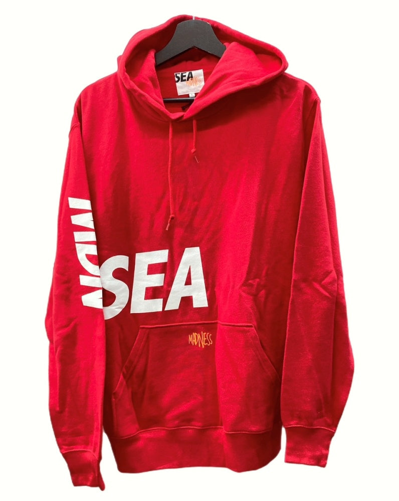 ウィンダンシー WIND AND SEA × MASNESS マッドネス Pullover Logo Parka プルオーバー ロゴ パーカー  フーディー 赤 WDS-CS-99 パーカ ロゴ レッド Lサイズ 104MT-580 | 古着通販のドンドンサガール