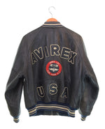 アヴィレックス AVIREX VARSITY LEATHER JACKET バーシティレザージャケット バックロゴ スタジャン ジャケット ブラック Sサイズ 103MT-3520
