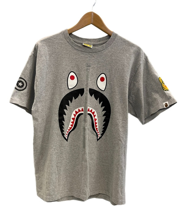 ア ベイシング エイプ A BATHING APE BAPE WGM SHARK シャークプリント タイガープリント 半袖 XL Tシャツ グレー LLサイズ 101MT-5073