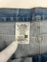 カーハート Carhartt Denim Pants デニムパンツ ジーンズ テーパード 青 USA製 アメリカ製 B160 DST デニム ブルー W44×L34 101MB-666