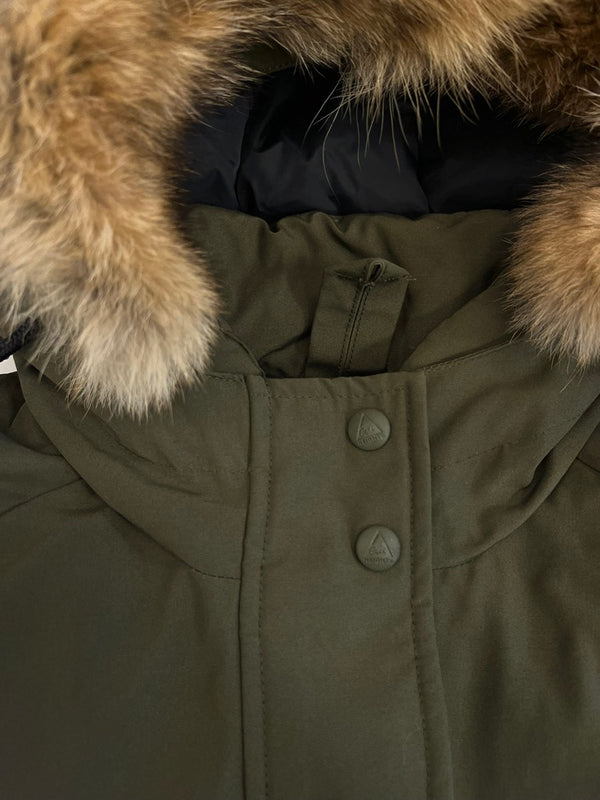 ケープハイツ Cape HEIGHTS ダウンコート ダウンジャケット フード ファー ジャケット カーキ SSサイズ XS 101LT-205