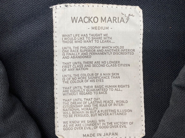 ワコマリア WACKO MARIA N-1 デッキジャケット OUTRAGEOUS INC フロントボタン ステンカラー ライトアウター バックプリント 日本製 NAVY 紺 ジャケット ロゴ ネイビー Mサイズ 104MT-1849