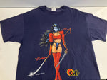 ヴィンテージ vintage 90's 90年代 anvil LADY DEATH SHI WILLIAM TUCCI アメコミ 漫画 アートT XL Tシャツ ネイビー LLサイズ 101MT-4220