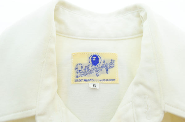 アベイシングエイプ A BATHING APE  初期 刺繍ロゴ ウエスタン デニムシャツ 白 長袖シャツ ホワイト Sサイズ 103MT-2252