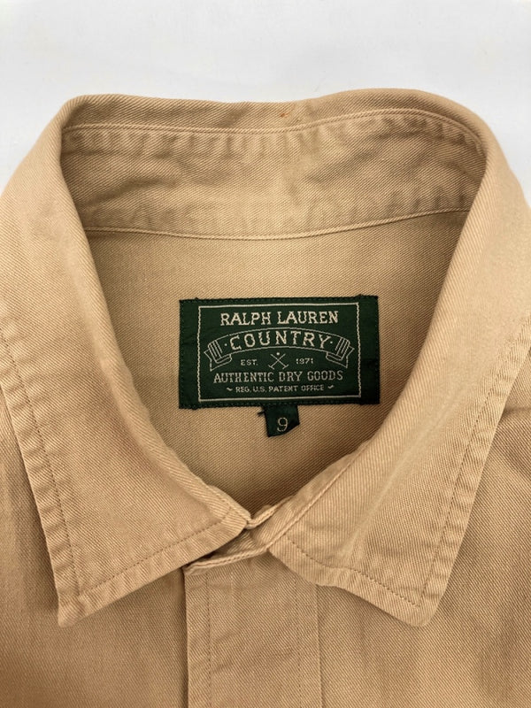 ラルフローレン RalphLauren POLO COUNTRY 90s L/S WORK SHIRT 長袖 ワーク シャツ フラップポケット インパクト21 薄茶 サイズ 9 長袖シャツ 無地 ベージュ 104MT-2268