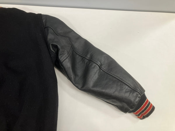 バトウィン BUTWIN 80's 80年代 黒タグ ウールメルトン スタジャン varsity jacket  袖レザー アメリカ製 MADE IN USA VINTAGE ヴィンテージ   ジャケット ブラック Sサイズ 101MT-5018