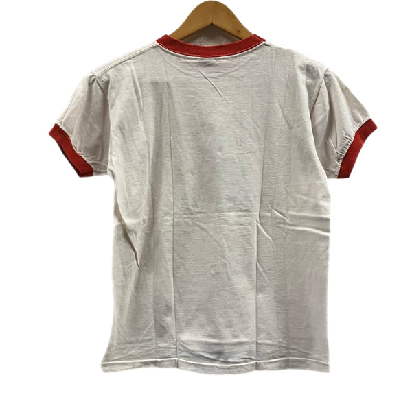 チャンピオン Champion 70's 70年代 バータグ USCA UNITED STATES CHEERLEADERS 染み込み プリント vintage ヴィンテージ made in USA アメリカ製 リンガーＴ Tシャツ ベージュ Mサイズ 101MT-4038