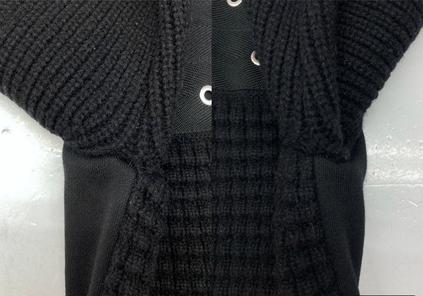 ディーゼル DIESEL K-RUSHIS SWEATER スウェット切替 セーター ニット ハトメ 長袖 黒 セーター 無地 ブラック Mサイズ 104MT-1603