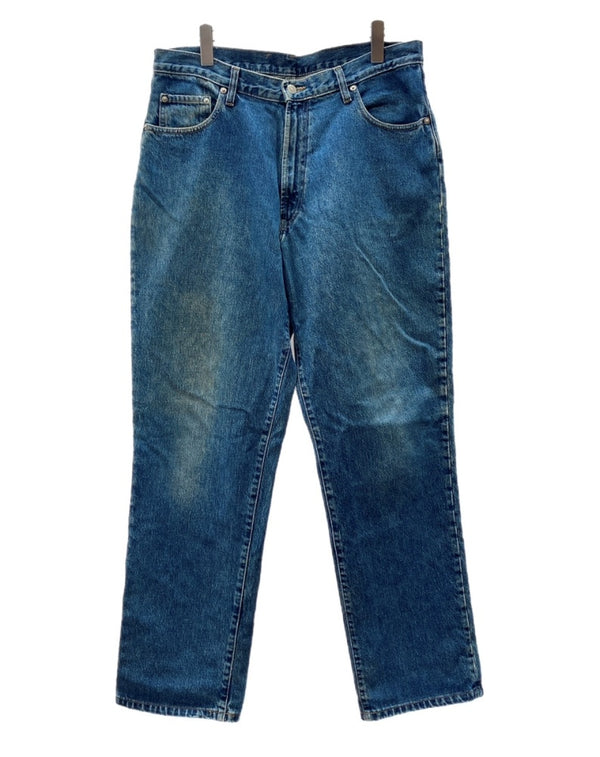 ダブルアールエル RRL 90s DENIM PANTS デニム パンツ ジップフライ ジーパン ジーンズ USA製 Ralph Lauren インディゴ 青 ロゴ R004 デニム ブルー サイズ 35 104MB-232