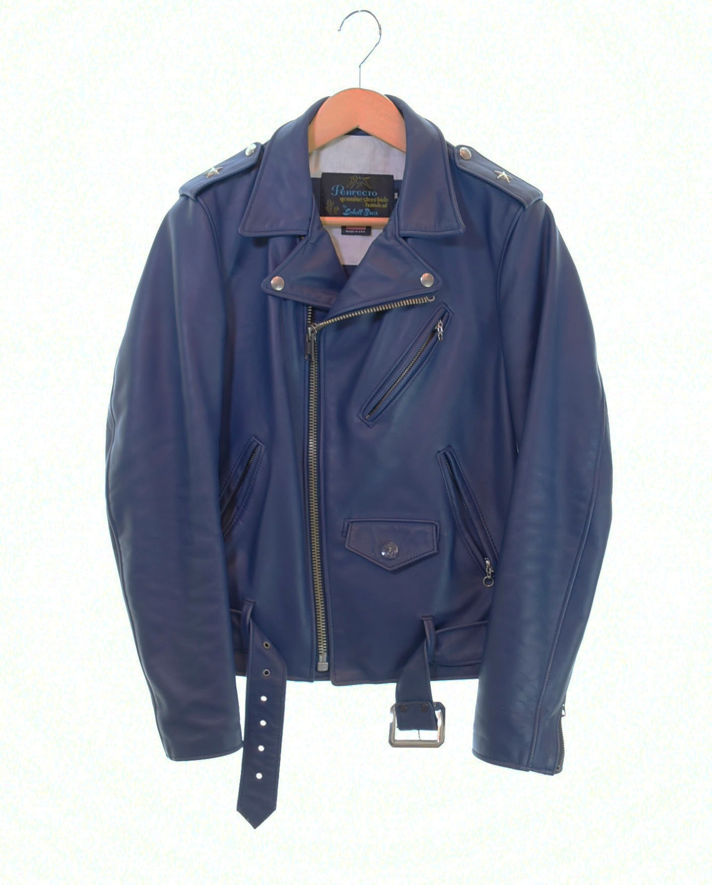 ショット SCHOTT × NEIGHBORHOOD ネイバーフッド 13AW ワンスター レザー ダブル ライダース 36 ジャケット ネイビー  Sサイズ 103MT-1069 | 古着通販のドンドンサガール