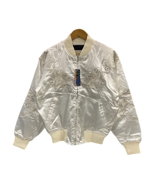 ほしひめ Hoshihime 星姫 スカジャン 龍刺繍 スカジャン サテン 白 F-002 ジャケット ホワイト フリーサイズ 101MT-5383