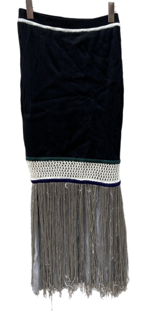 アンスリード UN3D MESH FRINGE KT SK メッシュ フリンジ ニット タイト マークスタイラー ライトグレー GRAY 灰色 NAVY ネイビー 紺 SIZE38 522420800401-01 スカート グレー 104LB-42