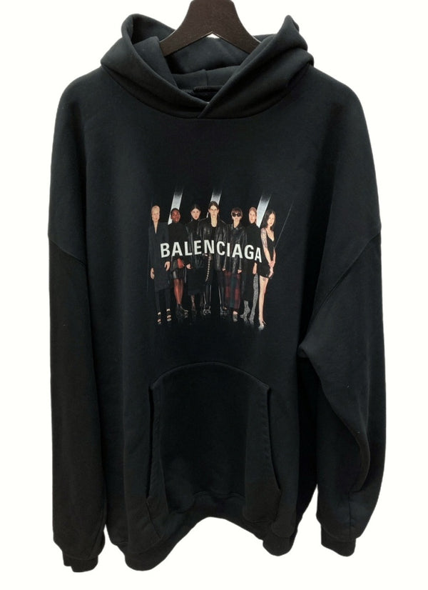 バレンシアガ BALENCIAGA 20AW REAL BALENCIAGA HOODED SWEATSHIRT リアル バレンシアガ フーディー スウェットシャツ プルオーバー 黒 620973 XXS パーカ ロゴ ブラック 104MT-661