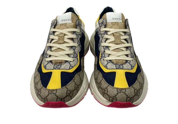 グッチ GUCCI RYTHON ライトン GG柄 レースアップ ローカット シューズ 白 茶 紺 619891 メンズ靴 スニーカー マルチカラー サイズ 10 1/2 104S-941