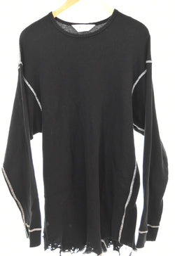 アンセルム ANCELLM DAMAGE WAFFLE CREW LS T-SHIRT長袖Tシャツ ANC-CT134 2 ロンT ブラック 103MT-3380