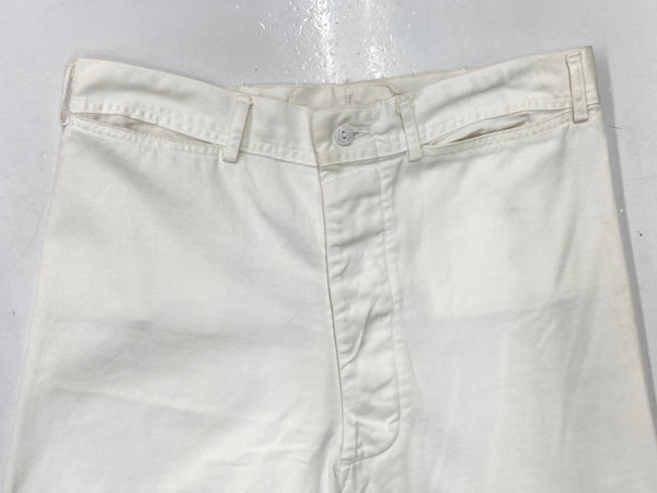 ミリタリー Military 40s～ 40年代 U.S.NAVY コットン セーラーパンツ 巻きパン ホワイト 海軍 マリン 猫目ボタン Vintage ヴィンテージ 白 無地 ボトムスその他 ホワイト 104MB-189