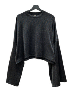 シンヤコヅカ SHINYA KOZUKA 24SS SHORT GIANT TEE ショート ジャイアント Tシャツ ロンT 長袖 ラメ カットソー 黒 240ISK66 ロンT 総柄 ブラック Mサイズ 104MT-1604