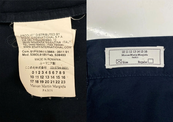 メゾンマルジェラ Maison Margiela BUTTONDOWN SHIRT ボタンダウン シャツ ここのえ期 長袖 紺 サイズ 46 長袖シャツ 無地 ネイビー 104MT-2135