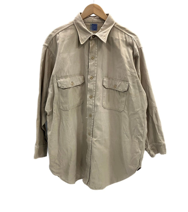 ヴィンテージ vintage 50's 50年代 SEARS ROEBUCKS HERCULES MOUNTAIN CLOTH シアーズ ヘラクレス ワークシャツ 猫目ボタン チノ アーミークロス - 長袖シャツ ベージュ 101MT-5024