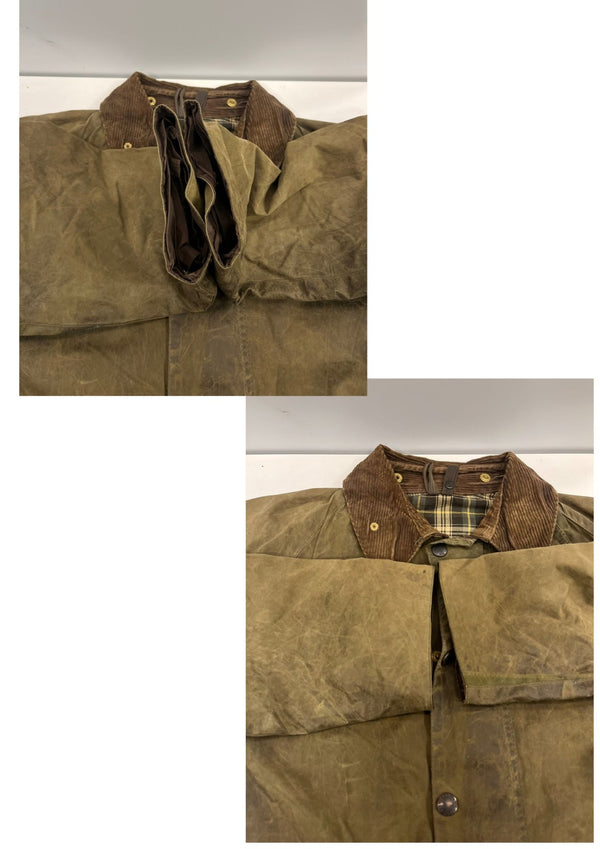 バブアー BARBOUR 90's 90年代 3ワラント GAMEFAIR ゲームフェア ワックス コットン オイルドジャケット ハーフコート VINTAGE ヴィンテージ C42 ジャケット カーキ 101MT-5342