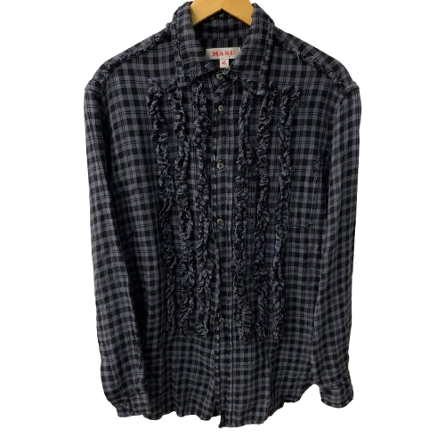 エムエーエスユー MASU 23ss GRUNGE PLAID SHIRT 長袖シャツ ブラック 46サイズ 201MT-4667
