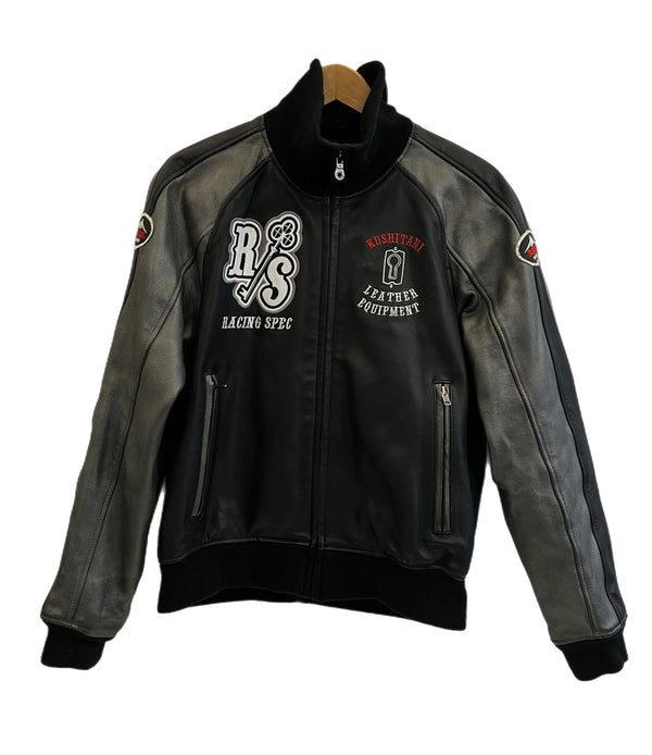 クシタニ KUSHITANI RACING SPEC レーシングスペック 本革 レザージャケット 刺繍 ワッペン ロゴ バイク バイカー KU-298 ジャケット ブラック Lサイズ 101MT-5387