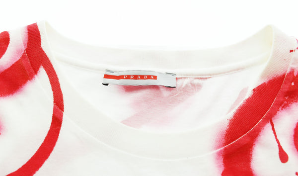 プラダ PRADA 2007ss Adam Neate アダムニートアーカイブ archive 総柄 プリント 半袖Tシャツ 白 Tシャツ ホワイト LLサイズ 103MT-2666