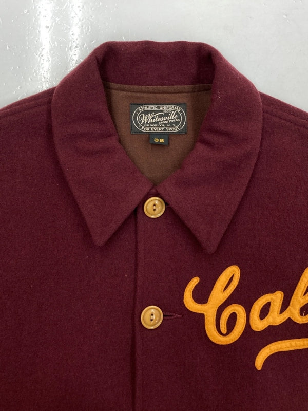ホワイツビル Whitesville WOOL KNIT AWARD JACKET ウール ニット アワード ジャケット ボタン スタジャン アウター ワインレッド 赤 WV13126 サイズ 38 ジャケット ワンポイント レッド 104MT-1437
