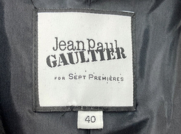 ジャンポールゴルティエ Jean Paul GAULTIER フォー セットプルミエ FOR SEPT PREMIÈRES まち針 メルトン チェスターコート スリット BLACK 黒 JPT025 コート 刺繍 ブラック SIZE40 104LT-74
